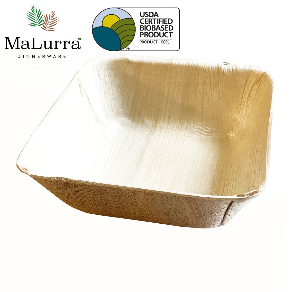 Palm Leaf Deep Square Bowls 5 Inch