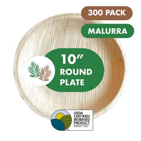 10” Round Palm Plates like Bamboo 300 PCs - 50 PCs (Wholesale/Bulk)