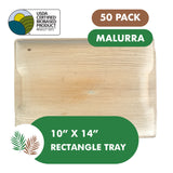 14"x10" Palm Rectangle Tray (50 PCs Wholesale/Bulk)