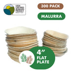 4" Palm Flat Plates like Bamboo 600 PCs - 300 PCs (Wholesale/Bulk)