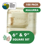 6" and 9" Square Set Palm Plates like Bamboo (Wholesale/Bulk)