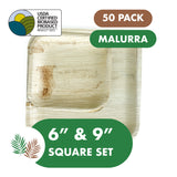 6" and 9" Square Set Palm Plates like Bamboo (Wholesale/Bulk)