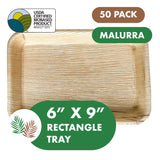 6" x 9" Palm Plate Rectangle like Bamboo 300 PCs - 50 PCs (Wholesale/Bulk)