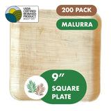 9” Square Palm Plates like Bamboo 300 PCs - 50 PCs (Wholesale/Bulk)