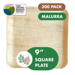 9” Square Palm Plates like Bamboo 300 PCs - 50 PCs (Wholesale/Bulk)