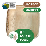 9" Palm Square Deep Bowl 32oz (100 PCs Wholesale/Bulk)