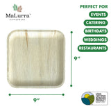 9” Square Palm Plates like Bamboo 300 PCs - 50 PCs (Wholesale/Bulk)