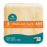 6” Square Palm Plates like Bamboo 600 PCs - 50 PCs (Wholesale/Bulk)