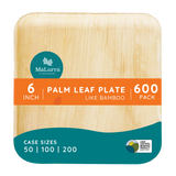 6” Square Palm Plates like Bamboo 600 PCs - 50 PCs (Wholesale/Bulk)